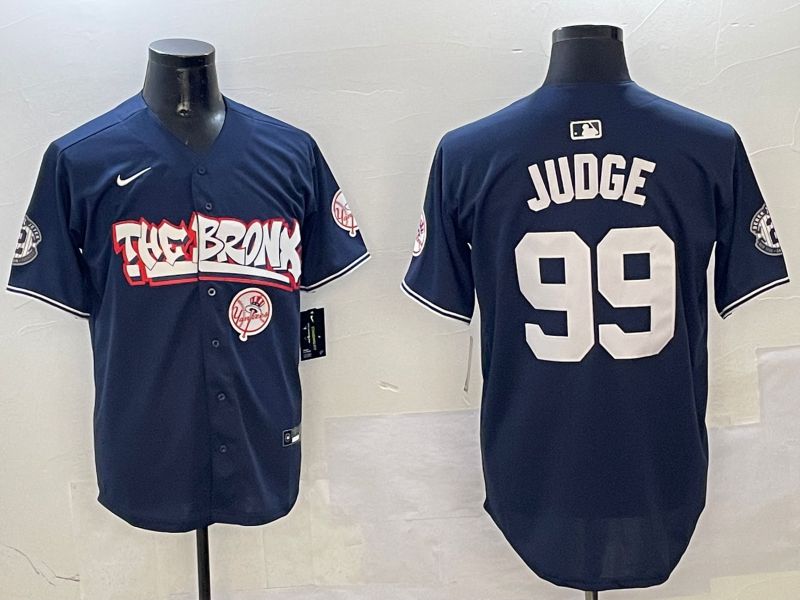 Men New York Yankees 99 Judge Drak Blue four generations Joint Name 2025 Nike MLB Jersey style 6